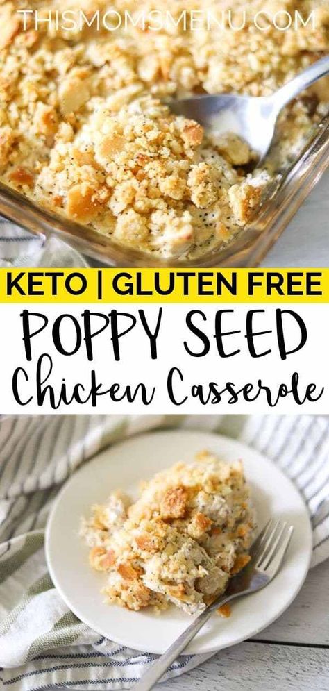 Easy keto chicken casserole! This keto poppy seed chicken casserole is an easy and delicious dish that the entire family will love. Serve it as is or over cauliflower rice or steamed broccoli for a complete meal! Poppyseed Chicken, Bread Recepies, Poppy Seed Chicken Casserole, Healthy Chicken Casserole, Poppy Seed Chicken, Keto Chicken Casserole, Keto Casseroles, Keto Casserole, Feta Dip