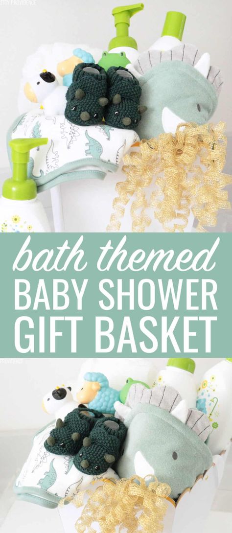 Put together a bathtime baby shower gift basket next time you're going to celebrate a new baby! This is a fun, easy, and practical baby shower gift. Baby Bath Gift Basket Ideas, Baby Bath Gift Basket, Baby Bathtub Gift Basket, Baby Shower Bath Tub Gift Basket, Bathtub Baby Shower Gift, Baby Bath Tub Gift Basket, Bathtub Gifts, Baby Bath Items, Baby Shower Essentials