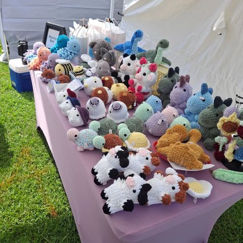 This mornings market setup! I'll be setup at the watermelon festival today and tomorrow! . . . Hashtags: #mississippi #shopsmall #crochetersofinstagram #crochet #smallbusiness #plushie #explore #amigurumi #crochetlove Crochet Market Setup, Market Setup, Watermelon Festival, Crochet Market, Crocheting Ideas, Market Ideas, Crochet Shop, Crochet Stuff, 2024 Vision