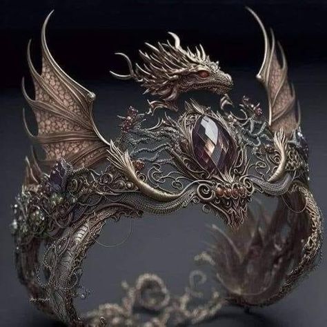 Fantasy Crown Queens, Dragon Crown, Jewelled Headpiece, Fantasy Crown, Fantasy Queen, Crown Aesthetic, Crown Art, Dragons Crown, Elven Jewelry