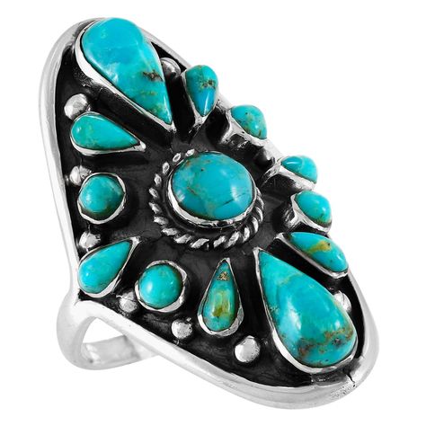 PRICES MAY VARY. Sterling Silver 925 (Solid) Genuine Turquoise (natural turquoise that has been treated and color-enhanced). Color/shades/matrix will vary. 1.25" long (see ruler image) Premium Quality | Imported Distinctive lady's ring for everyday wear or that super special occasion. Solid sterling silver, genuine gemstones, and fine craftsmanship. Trendy but with a touch of Southwest flair that is always exciting!See ruler image for dimensions.Approx. 1.25" long (see ruler image).Note: Due to Genuine Turquoise, Jewelry Ring, Natural Turquoise, Ring For Women, Turquoise Jewelry, Ruler, Matrix, Silver 925, Turquoise Ring