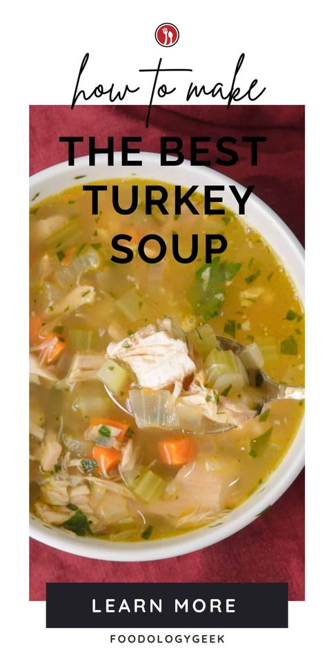 Making Soup From Turkey Bones, Turkey Bone Broth Soup Recipes, Crockpot Turkey Recipes Leftovers, Turkey Soup With Potatoes, Turkey Bone Soup Recipe, Best Turkey Soup Recipe Ever, How To Make Turkey Soup, Turkey Soup Instant Pot Recipes, Home Made Turkey Soup Recipes