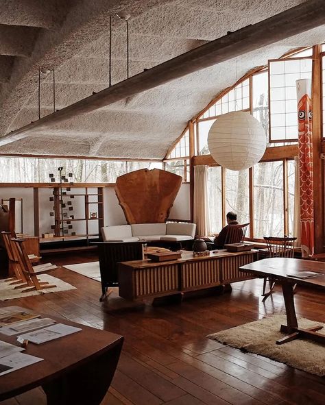 ⁣ #architecturesight ⁣ Interior of George Nakashima’s former home & studio in New Hope, Pennsylvania, 1967⁣. ⁣ Photos by Adam Štěch via Inside Utopia⁣ via @merit_la⁣ ⁣ If you enjoyed this content, make sure you follow @architecturesight for the best references in architecture and interior design and art•⁣ ⁣⁣ Join our community at:⁣⁣⁣ @rendersight⁣⁣⁣ @architecturesightproduct⁣⁣⁣ @architecturesightguide Nakashima Furniture, New Hope Pennsylvania, Bedroom Redesign, George Nakashima, Conceptual Architecture, Industrial Architecture, Cat Room, New Hope, Chic Furniture