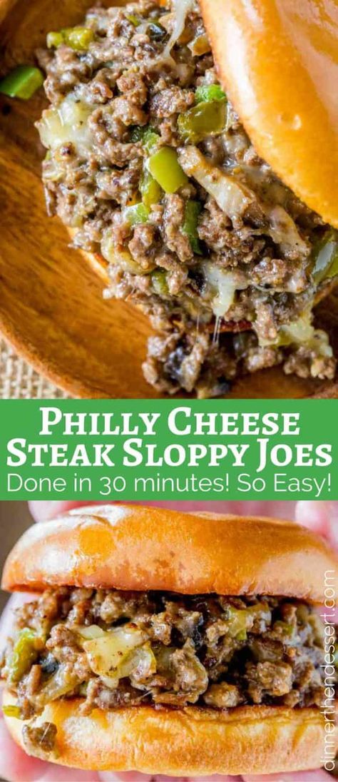 Cheese Steak Sloppy Joes Recipe, Philly Cheese Steak Sloppy Joes, Cheese Steak Sloppy Joes, Sloppy Joes Recipe, Cheese Steak, Philly Cheese, Hamburger Recipes, Philly Cheese Steak, Sloppy Joes