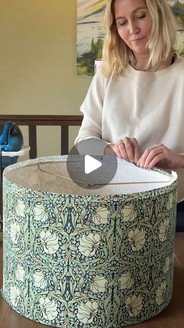 Lampshades x lamps | Neringa on Instagram: "When one William Morris fabric isn’t enough, we go for two! 💥 This double-sided beauty for Louise is a fabric lover’s dream 🌿 Watch it turn heads - no shade here, just pure style! 🌟
Available to order on my website www.chantier.Lt in 7 different sizes 🛒💡 This one in the video is the 45 x 30 cm / 18x12” size 😉

 #DoubleTheMorrisMagic" Upcycled Lampshade Ideas, Repurposing Lamp Shades, Covering Lamp Shades With Fabric, William Morris Lampshade, Lamp Shade Diy Ideas, Diy Fabric Lampshade, Lamp Shades Ideas, Recover Lamp Shades, Lampshade Tutorial