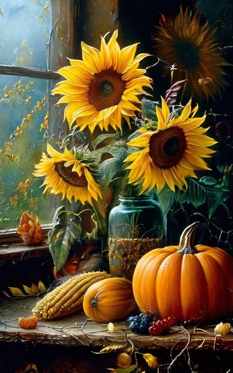 Fall Theme Pictures, Autumn Challenge, Craft Market Display, Sunflower Images, Slate Art, Vintage Illustration Art, Sunflower Pictures, Iphone Wallpaper Fall, Sunflower Art