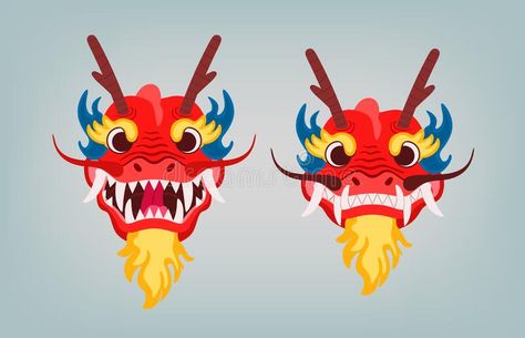 Cartoon Chinese Dragon, Chinese Dragon Illustration Cute, Dragon Illustration Cute, Chinese Dragon Face, Cute Chinese Dragon, Chinese Dragon Illustration, Dragon Head Drawing, Chinese Dragon Head, Angry Dragon