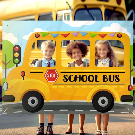 Faster shipping. Better service School Bus Photo, School Bus Party, School Photo Frames, Bus Photo, Selfie Frame, Happy Birthday Decor, Themed Photography, School First Day, Frame Fabric