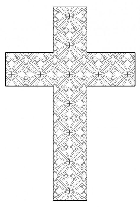 Free Printable Cross Coloring Pages Cross Projects, Cross Coloring Page, Printable Cross, Detailed Cross, Kids Bible, Adult Colouring Pages, Chip Carving, Cross Art, Easter Colouring