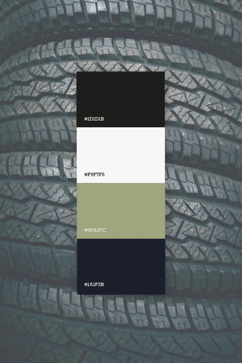 Masculine, construction work, mechanical, tire color palette, kaki tones Masculine Color Palette Man Cave, Men’s Color Palette, Color Palette For Construction Company, Masculine Colour Palette, Men Color Palette, Color Palette Masculine, Masculine Branding, Industrial Color Palette, Masculine Color Schemes