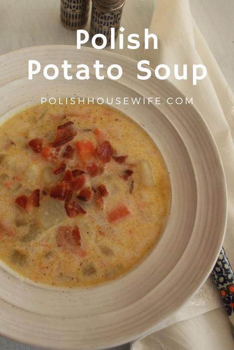 Try this hearty, authentic Polish potato soup; it's so rich in flavor! #Polish #recipe #potato #soup Polish Food Traditional, Polish Soup, Polish Recipe, Recipe Potato, Eastern European Recipes, Polish Food, Potato Soup Recipe, Polish Recipes, European Food