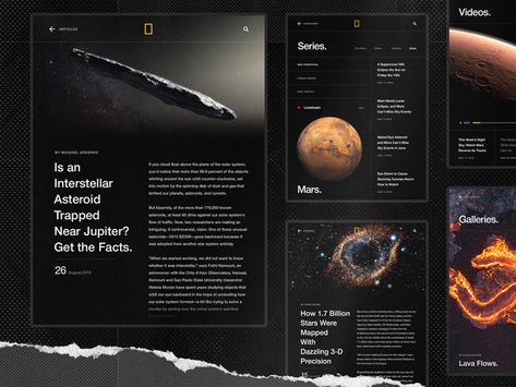 National Geographic by DOPS.® DIGITAL'LAB Space Magazine Design, Space Magazine Layout, Futuristic Magazine Layout, Space Presentation Design, Science Magazine Layout, Horse Icon, Space Magazine, 3d Motion Graphics, Prado Museum