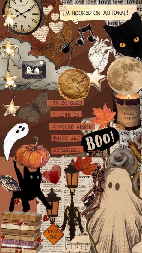 #autumn #fall #october #halloween Vintage Halloween Art, Scrapbook Images, Fall October, I Am Batman, October Halloween, Love And Co, Halloween Wallpaper, Cozy Fall, Halloween Art