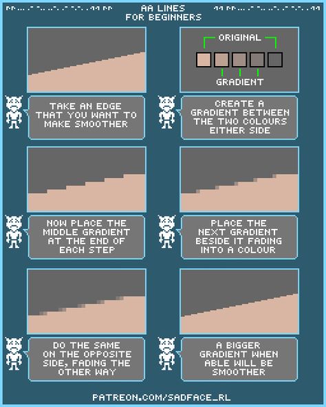 Anti-Aliasing Tutorial for Beginners | Luke on Patreon How To Pixel Art, Patreon Art, Pixel Art Landscape, Art Advice, Pixel Animation, Pixel Art Tutorial, Cool Pixel Art, Pixel Art Characters, Isometric Art