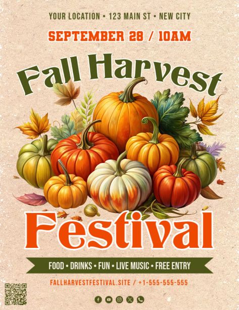 Fall Festival Flyer Harvest Festival Food, Fall Festival Flyer, Festival Poster Design, Church Halloween, Linkedin Background Image, Linkedin Background, Kindle Book Cover, Festival Flyer, Concept Map