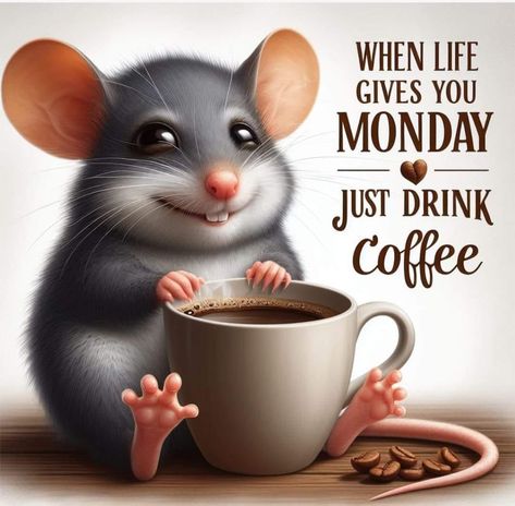 When life gives you Monday, just drink coffee day days monday days of the week monday quotes monday quote Monday Cute Images, Monday Coffee Humor, Good Morning Coffee Funny, Drink Coffee Illustration, Coffee Humor Monday, Monday Coffee Quotes, Happy Monday Coffee, Coffee Funny Quotes, Monday Morning Images