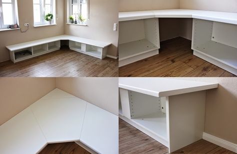 Eckbank aus Küchenkorpussen von IKEA - IKEA HACK - STEP BY STEP ANLEITUNG - Eckbank selbst bauen Banco Ikea, Kitchen Corner Bench, Diy Banquette, Interior Ikea, Cocina Diy, Kitchen Ikea, Diy Hanging Shelves, Ikea Kitchen Cabinets, Corner Bench