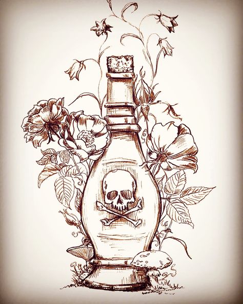 Poison Tattoo, Textiles Print, Honey Bee Tattoo, Tattoo Cream, Elements Tattoo, Flame Tattoos, Skull Art Drawing, Witch Tattoo, Floral Tattoo Sleeve