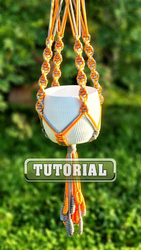 Macrame Plant Hanger Pattern 🎃 Pumpkin Hanger Diy Plant Hanger Easy, Macrame Plant Hanger Pattern, Diy Macrame Plant Hanger Easy, Diy Macrame Plant Hanger Tutorials, Plant Hanger Pattern, Spiral Knot, Macrame Creations, Macrame Plant Hanger Tutorial, Macrame Plant Hanger Patterns