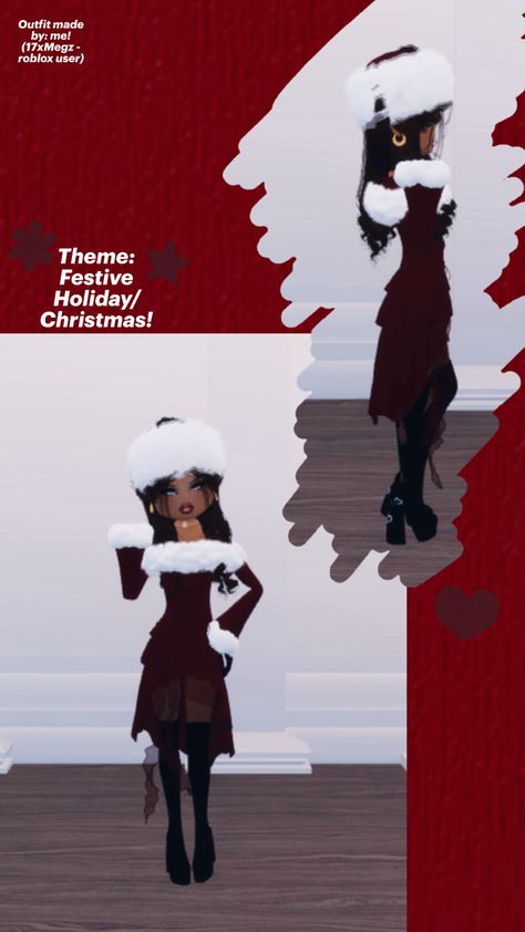 Dress to Impress (Roblox) Outfit - VIP + moongazer girl set needed - for festive holiday/Christmas theme! Roblox Dress, Roblox Outfit, Holiday Dress, Christmas Theme, Room Ideas Bedroom, Festive Holiday, Fall Festival, Holiday Christmas, Holiday Festival