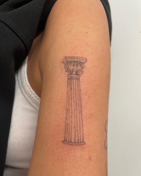 Pillar Tattoo, Column Tattoo, Minimal Tattoo, Tattoos And Piercings, I Tattoo, Triangle Tattoo, Tatting, Body Art, Piercings