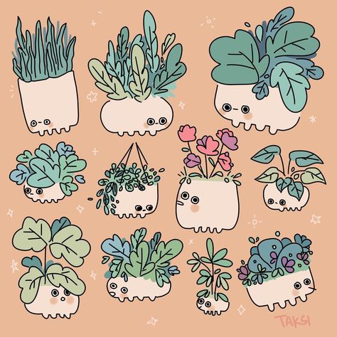 Plants + Doodles Frosch Illustration, Plant Friends, Plant Doodle, 동화 삽화, Posca Art, Plant Drawing, Arte Sketchbook, Cute Doodles, Creature Design