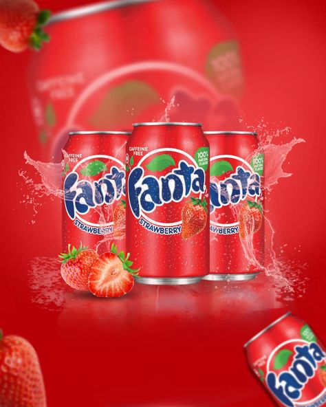 Follow to learn more about how I created this Strawberry Fanta, Strawberry Drink, Strawberry Drinks, Strawberry Baby, Fanta Can, Lighting Techniques, Drinks Design, Caffeine Free, Soda Can