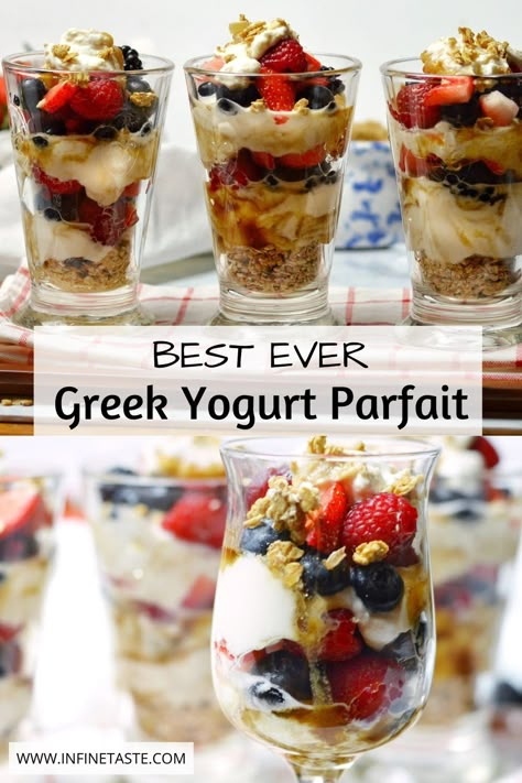 Yogurt Parfait With Honey, Gourmet Yogurt Parfait, Oatmeal Parfait Cups, Vanilla Yogurt Parfait, Panera Yogurt Parfait Recipe, Best Yogurt Parfait Recipe, Yogurt Fruit Parfait Cups, Honey Vanilla Greek Yogurt Recipes, Greek Yogurt Cups