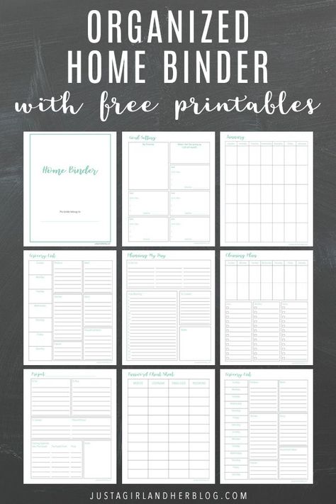 Grab this home binder with free printables to help you organize your time, goals, projects, household, and more! | #homebinder #printables #freeprintables #binderprintables #homeorganization Binder Printables Free, Planer Organisation, Home Organization Binders, Organizational Printables, Binder Templates, Free Printables Organization, Gratis Printables, Emergency Binder, Family Binder