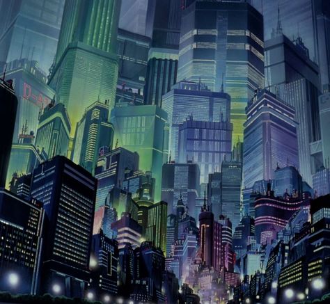 The Art of Akira : Original Backgrounds Ville Cyberpunk, Akira Anime, Katsuhiro Otomo, Neo Tokyo, 타이포그래피 포스터 디자인, Cyberpunk City, Arte Cyberpunk, Future City, Wow Art