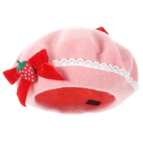 PRICES MAY VARY. Retro clothes: Strawberry bow woolen beret hat french artist beanies strawberry costume french painter hat wool cap fashion warm hat for christmas women girls lady. You can give this beautiful and practical wool beret as a to your female friends, they will like it very much Artist beret hat: Christmas party hat has a wide range of uses, not only for keeping warm, but also for clothing matching, which is very practical. Artist painter hat is decorated with a bow, very cute Beret Kawaii Hats, Strawberry Shortcake Hat, Strawberry Beret, Cute Hats For Women, Artist Beret, Strawberry Clothes, Apple Clothes, Strawberry Clothing, French Style Dresses