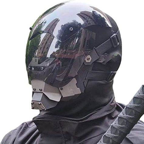 PRICES MAY VARY. 【One Size Fits All】 The futuristic mask fits all head sizes and can be adjusted with the velcro strap that go around the head. It is very comfortable to wear and does not burden the head. 【High Quality Material】 This Cosplay mask made of high quality PC, it’s hard and durable, but it cannot be used in airsoft games, please be careful. 【Limited-Edition Cyber Mask】 Hand crafted with high quality materials, we spend a lot of time making it look perfect, every one of our helmet is u Futuristic Punk, Cosplay For Men, Punk Mask, Halloween Party Music, Futuristic Mask, Futuristic Accessories, Biker Mask, Music Festival Accessories, Punk Man