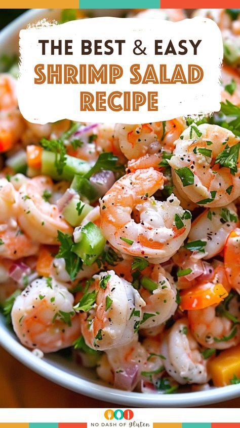 Whip up this easy Shrimp Salad with succulent shrimp, crisp celery, and a tangy lemon dill dressing—a crowd-pleaser that's perfect for any occasion. Quick to prepare and packed with flavor, it's the ideal healthy meal or side dish. Fresh, light, and absolutely delicious, this salad is a must-try for seafood lovers. Love what you see? Pin this recipe to your favorite board and enjoy a refreshing take on shrimp salad. Get the full recipe and make it today! Shrimp Celery Salad, Lunch Shrimp Recipes, Shrimp Salad With Lettuce, Shrimp And Avocado Salad Recipes, Shrimp Salad Recipes Using Cooked Shrimp, Cooked Shrimp Salad Recipes, Best Shrimp Salad Recipe, Shrimp Salad Dressing Recipes, Easy Shrimp Salad Recipe