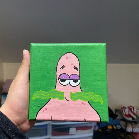 High Patrick Star Painting, Mr Krabs Money, Mr Krabs, Star Painting, Easy Canvas, Easy Canvas Art, Cartoon Painting, Patrick Star, Painting Inspo