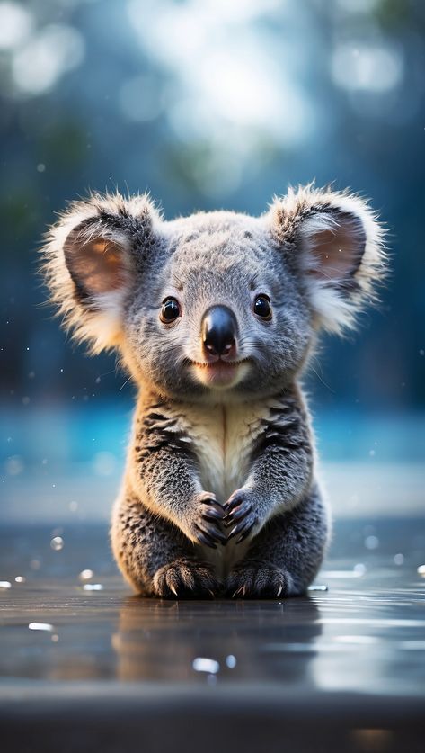 There is a koala bear sitting on the ground in the water Koala Aesthetic, Koala Photo, Cute Koala Bear, Bear Sitting, Koala Bears, Baby Koala, Koala Baby, Personal Aesthetic, Super Cute Animals