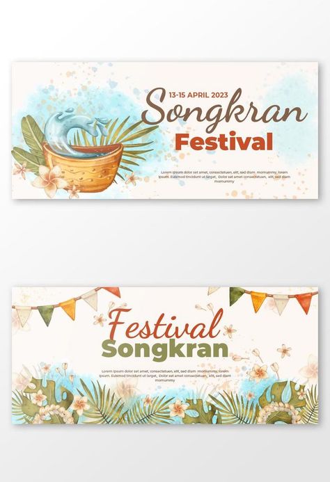 Flat horizontal banner template for songkran water festival celebration#pikbest#templates Banner Flag Design, Songkran Festival Design, Banner Acara, Event Banner Design, Festival Banner Design, Thailand Songkran, Banner Reference, Songkran Thailand, Banner Design Ideas