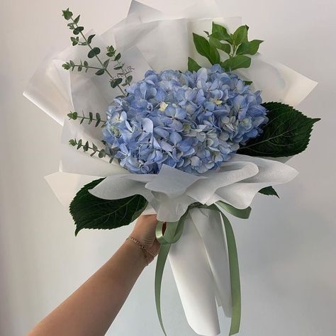 Blue Hydrangea Bouquet, Single Flower Bouquet, Flower Shop Design, Asian Couple, Couple Fashion, Sweet Flowers, Kpop Art, Flower Bouquet Diy, Boquette Flowers