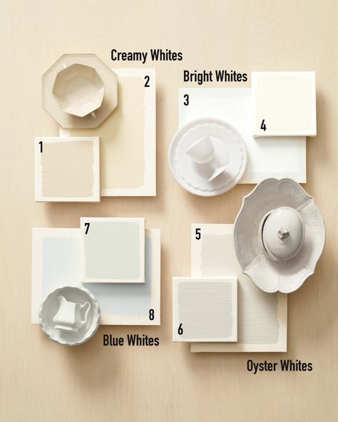 1. Behr "Creamy White" Eggshell Enamel Interior Paint  2. Fine Paints of Europe "WC-07" Eurolux Interior Flat Paint  3. Behr Premium Plus "Ultra Pure White" Semi-Gloss Interior Paint  4. Farrow & Ball "All White" Estate Emulsion Paint 5. Benjamin Moore "Classic Gray" Regal Select Paint  6. Behr Marquee "Statuesque" Eggshell Enamel Interior Paint  7. Sherwin-Williams "Reserved White" ProMar 200 Interior Paint  8. Pratt & Lambert "Smoke Ring" Eggshell Interior Paint Cosy Kitchens, Fine Paints Of Europe, Eggshell Paint, Best Paint Colors, White Paint Colors, Storing Paint, Bedroom Paint Colors, Design Advice, House Materials