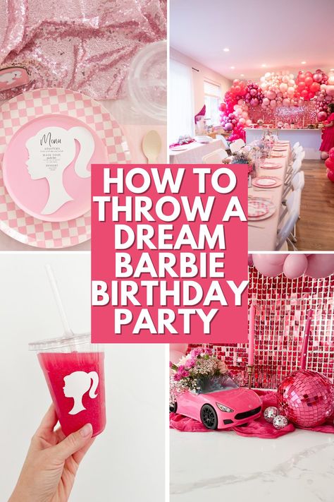 cute barbie birthday party ideas, barbie birthday party, barbie birthday party ideas Ken And Barbie Party Ideas, Barbie First Birthday Party Ideas, Barbie Birthday Table Setup, Barbie's Birthday Party, Princess Barbie Birthday Party, Barbie Party On A Budget, Easy Barbie Party Ideas, Kid Barbie Birthday Party, Barbie Theme Party Activities