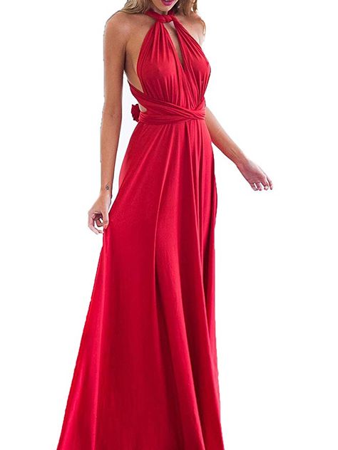 Clothink Women Red Convertible Wrap Bandage Bridesmaid Dress XL Bridesmaid Dresses Boho, Belle Silhouette, Boho Bridesmaid, Club Dress, Maxi Robes, Women Maxi, Boho Maxi, Party Dress Long, Boho Women