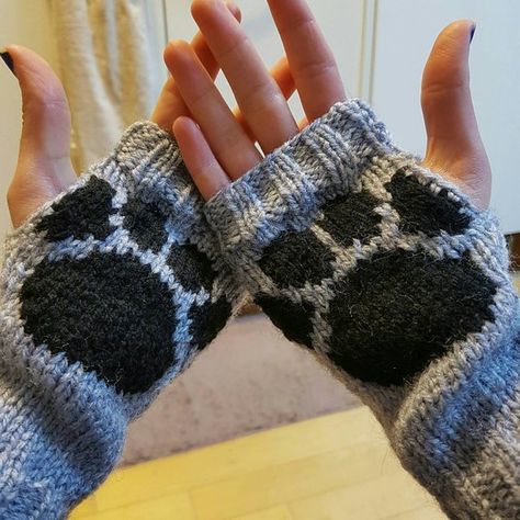 Wrist warmers - paw print - 10% to animal charity - various colours - fingerless gloves Wolf Paw Print, Animal Charity, Crochet Wrist Warmers, Knitted Fingerless Gloves, Pink Paw Print, Paw Gloves, Pink Paws, Loom Knitting Patterns, Colorwork Knitting