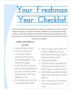 Checklist for 9th grade freshmen to encourage graduation high school school counselor High School Counseling Office, Counselor Classroom, Graduation Highschool, High School Freshman, Freshman Orientation, School Counseling Office, Graduation High School, Guidance Counselor, School Supplies Highschool