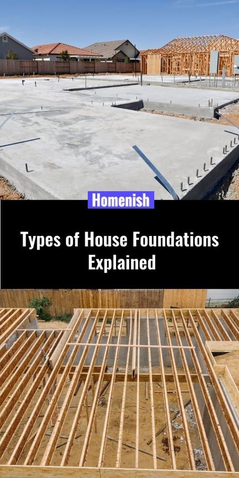 Wood Foundation House, Diy House Foundation, Diy Foundation House, Types Of Foundation Construction, Home Foundation Ideas, Building Foundation Construction, House Foundation Ideas, Construction Knowledge, Building Materials Construction