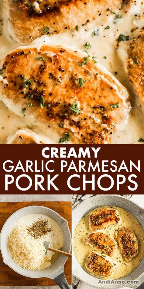 Creamy Garlic Pork Chops, Garlic Parmesan Pork Chops, Pork Chops With Gravy, Healthy Pork Chop Recipes, Healthy Pork Chops, Garlic Pork Chops, Smothered Pork Chops Recipe, Parmesan Pork Chops, Boneless Pork Chop Recipes