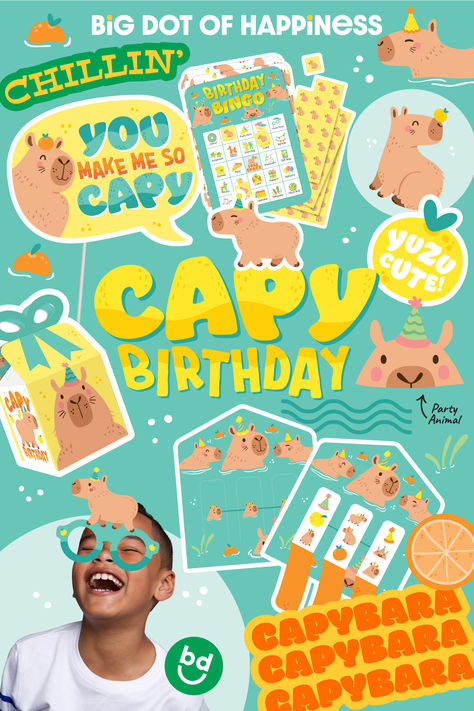 It’s a Capy Birthday! These adorable rainforest animals are here to turn your happy birthday party into a delightful celebration! From favor boxes to table decorations, our collection of cute capybara party supplies will have you ready for a day filled with laughter and fun! Capybara Birthday, 7 Birthday, Cute Capybara, Rainforest Animals, Happy Birthday Parties, Big Dot Of Happiness, Girls Birthday, 7th Birthday, Favor Boxes