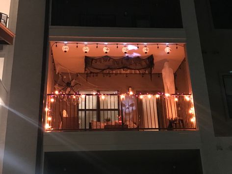 Our apartment patio decorations #halloween #decorations #patio Halloween Patio Decor, Fall Apartment, Fall Apartment Decor, Halloween Decorations Apartment, Patio Decorations, Fall Patio, Halloween Patio, Halloween Camping, Casa Halloween