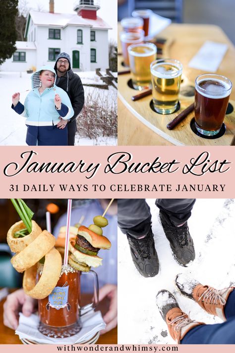 Hygge Bucket List, January Celebrations, January Bucket List, List Prompts, New Year With Friends, Aesthetic Digital Planner, With Wonder And Whimsy, January Challenge, Trip To Alaska