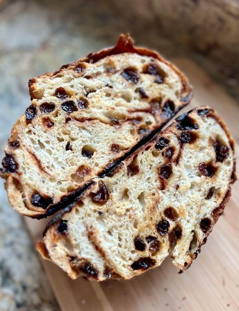 Cinnamon Raisin Sourdough Bread Amy Bakes Bread, Cinnamon Raisin Sourdough Bread, Raisin Sourdough Bread, Cinnamon Raisin Sourdough, Recipe Using Sourdough Starter, Hearty Snacks, Sourdough Starter Discard Recipe, Cinnamon Raisin Bread, Artisan Bread Recipes