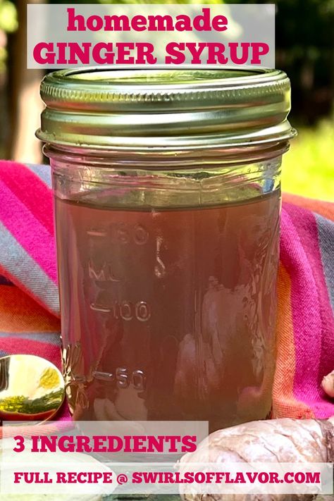 Ginger Syrup is an easy recipe for a flavored simple syrup that you can use to flavor coffee, tea, cocktails and recipes. An easy simple syrup recipe made with just 3 ingredients! Ginger Syrup Recipe Homemade, Ginger Syrup Recipe, Flavored Simple Syrup, Staple Recipes, Homemade Ginger Ale, Simple Syrup Recipe, Strawberry Simple Syrup, Homemade Strawberry Lemonade, Ginger Cocktails