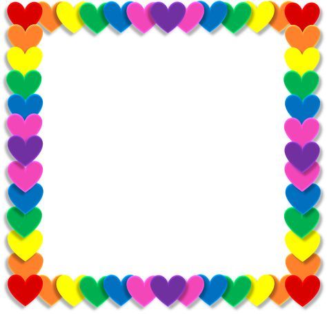 San Valentín, Corazón, El Amor, Marco, Arco Iris, Color Love Frame, School Board Decoration, Colorful Borders Design, School Frame, Colorful Borders, Page Borders Design, Love Frames, Floral Border Design, Seni Origami